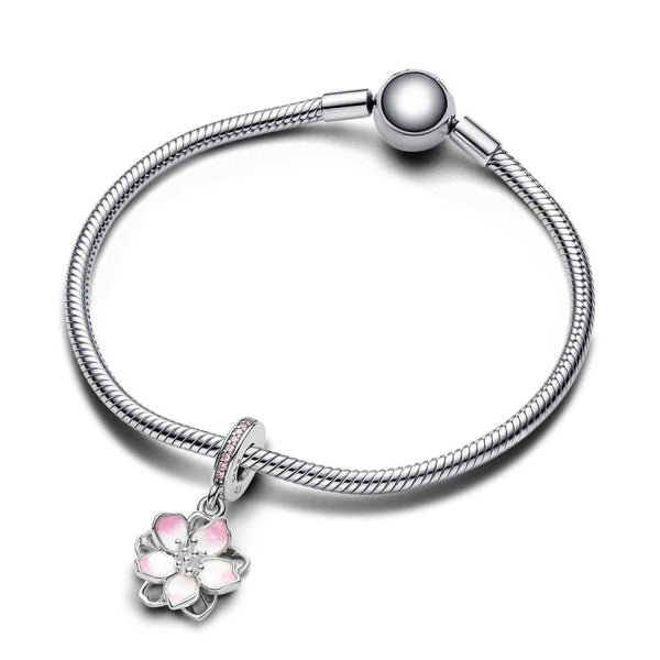 Charm-Anhänger Kirschblüten Zirkonia Silber
