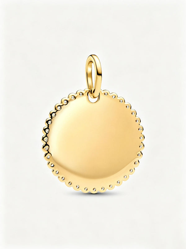 Gravierbarer runder Anhänger 14 Karat Vergoldung