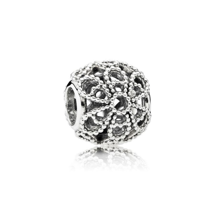 Charm Dame Offen gearbeitete Metallperlen-Blüten Sterling-Silber