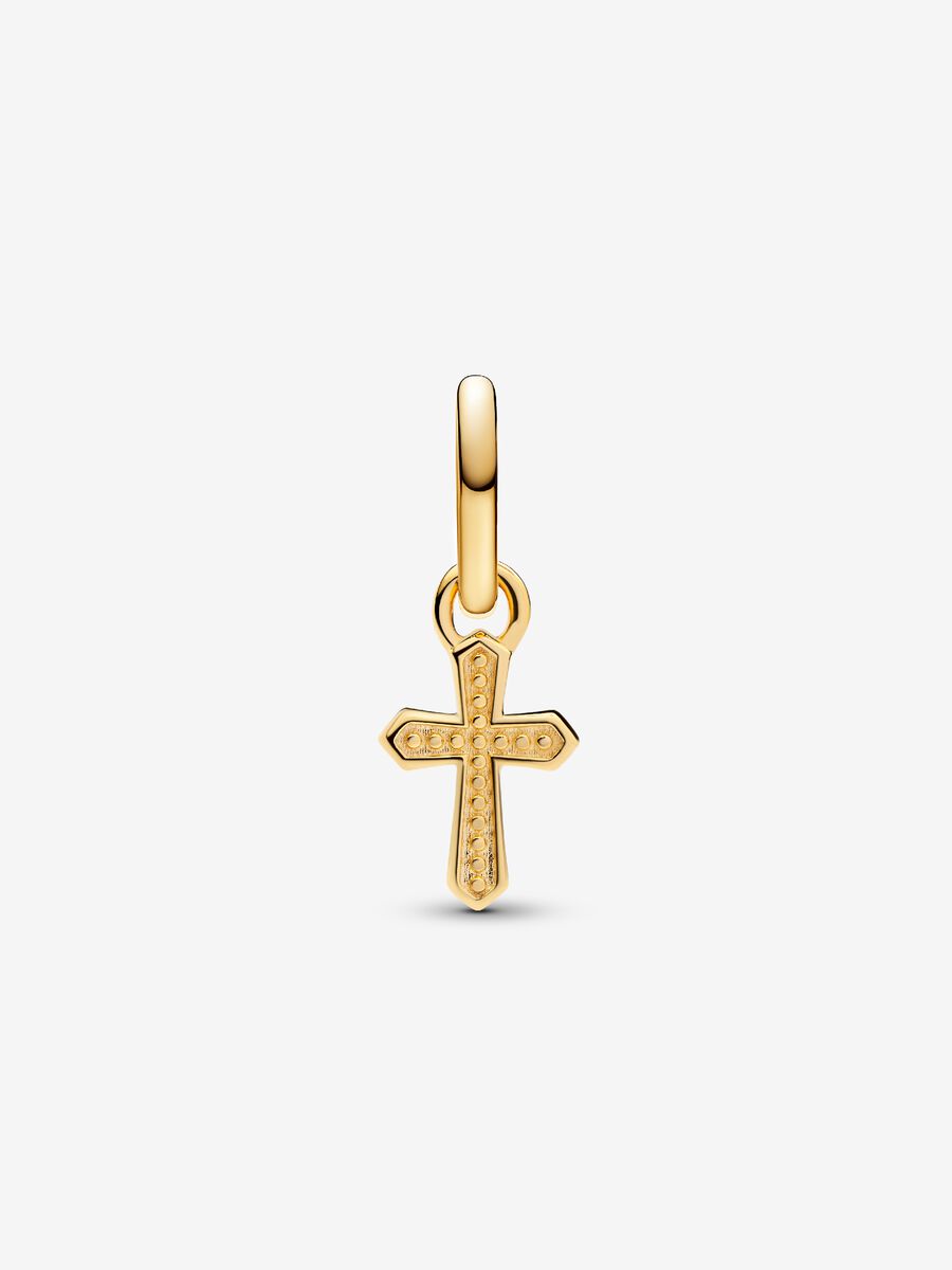 Funkelndes Kreuz Mini-Charm-Anhänger 14 Karat Vergoldung