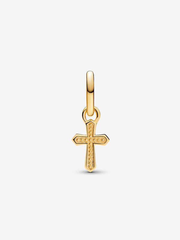 Funkelndes Kreuz Mini-Charm-Anhänger 14 Karat Vergoldung