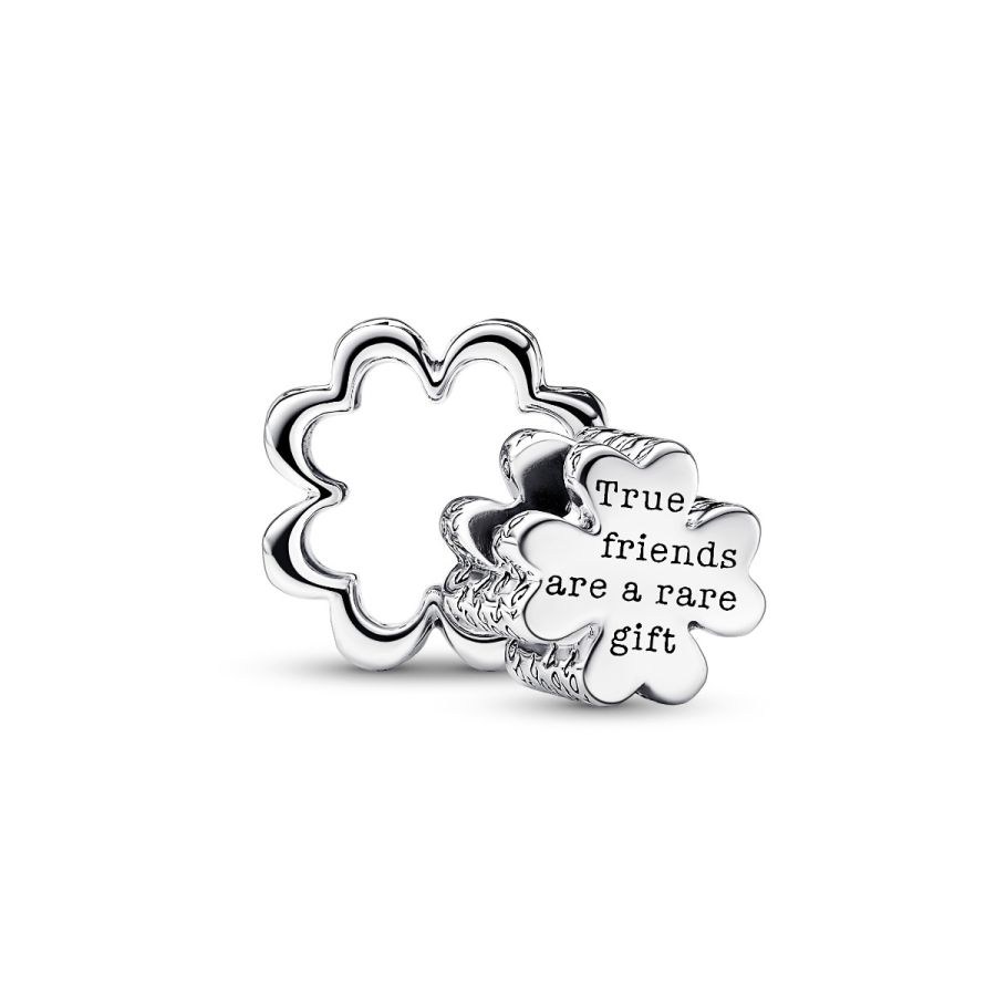 Charm Teilbares Vierblättriges Kleeblatt Sterling-Silber