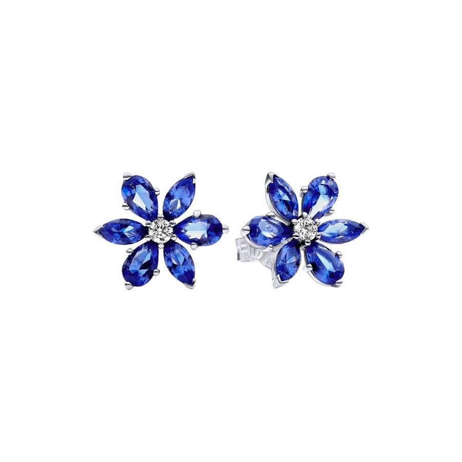 Ohrringe Ohrstecker Funkelnde Blaue Herbarium Cluster Silber