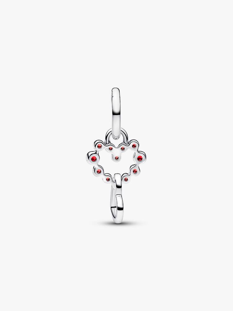 Verbundene Herzen & Rote Steine Charm-Anhänger Sterling-Silber