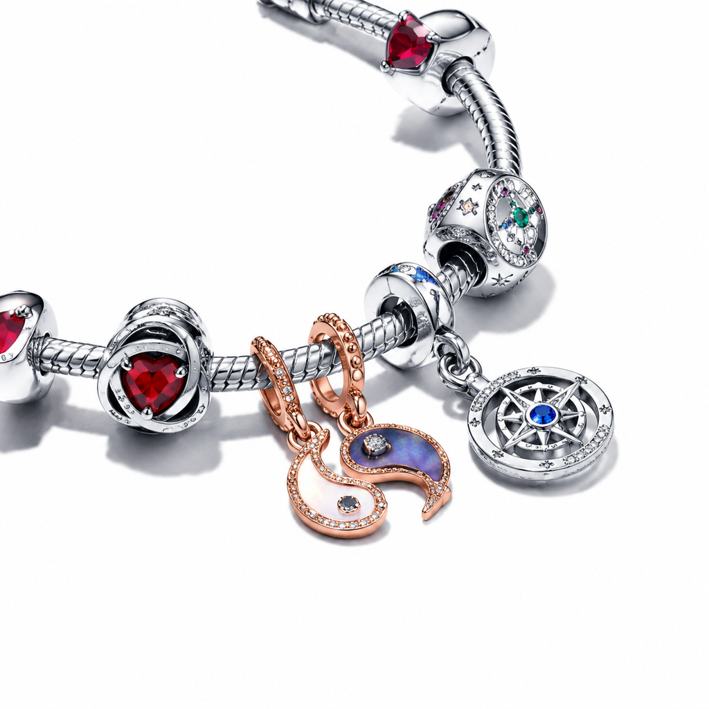 Charm September Geburtsstein Blauer Ewigkeitskreis Silber