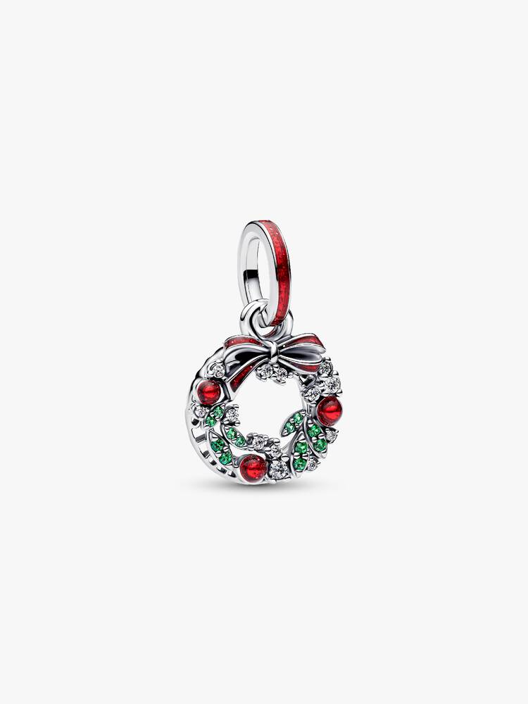 Weihnachtskranz Doppelter Charm-Anhänger Sterling-Silber