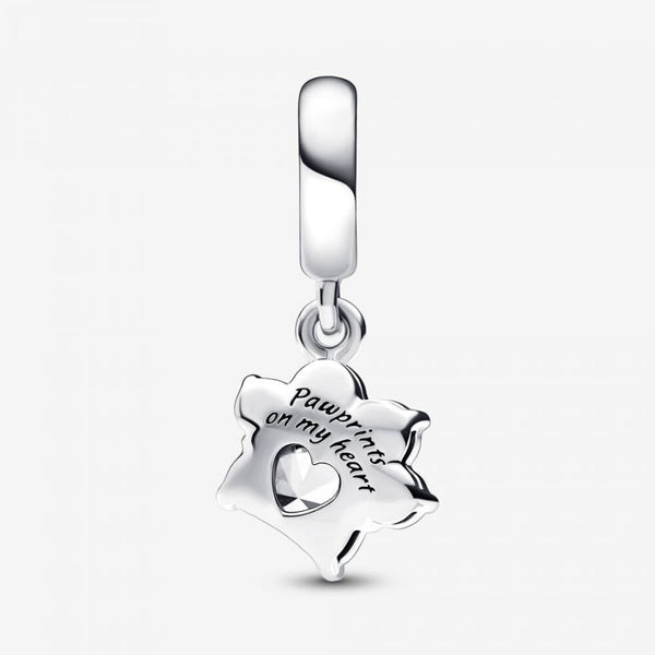 Charm-Anhänger Funkelnde Pfotenabdurck Herz Sterling-Silber