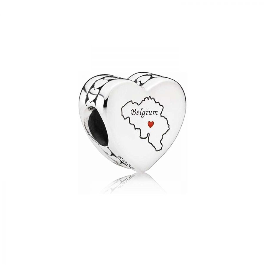 Länder-Charm Belgium Map Sterling-Silber Rot Hauptbild