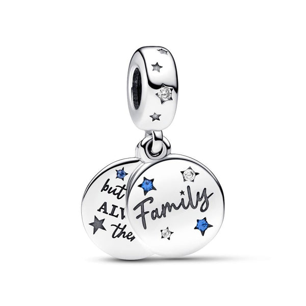 Charm-Anhänger Geliebte Familie Zirkon Blaue Kristalle Silber