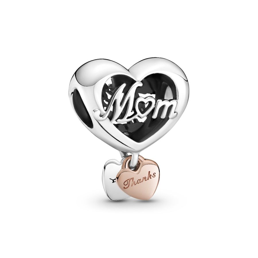 Rose  Charm-Anhänger Dankeschön Mum Herz Silber