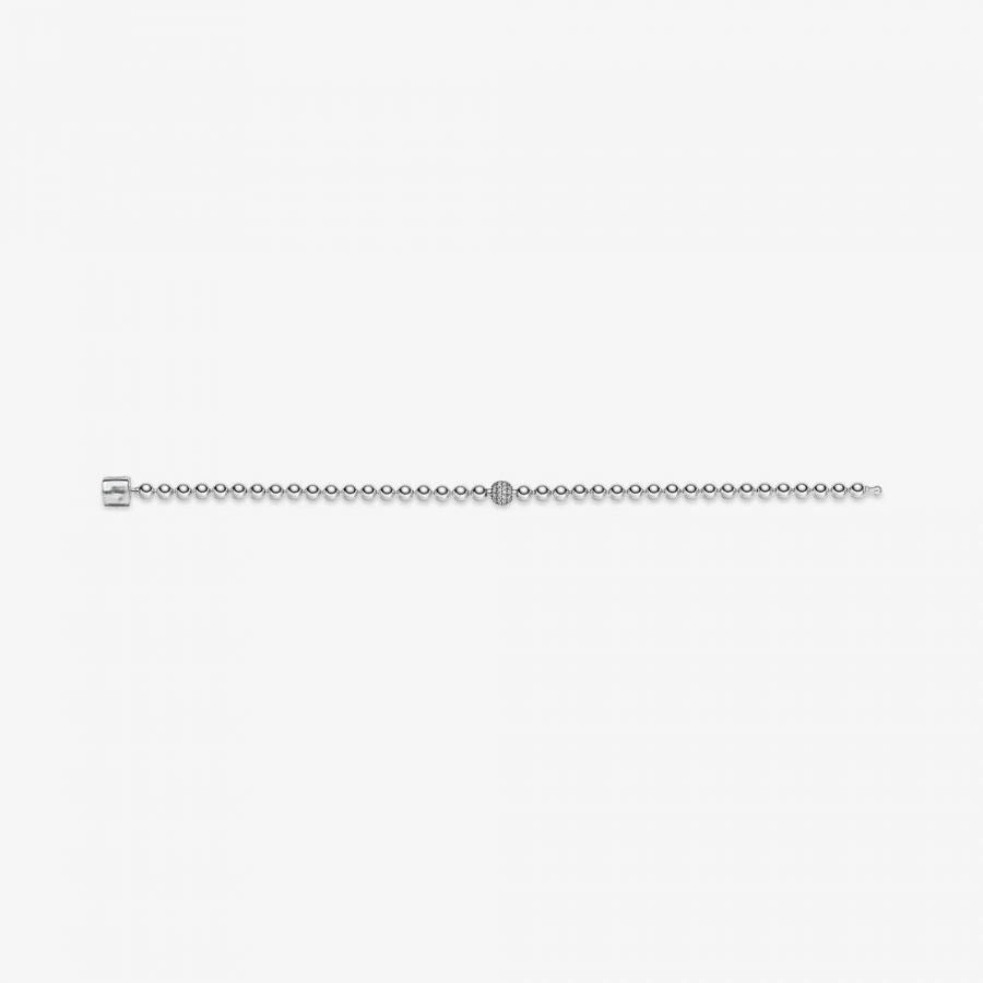 Armband Beads Pavé Weiss Sterling-Silber Zweitbild