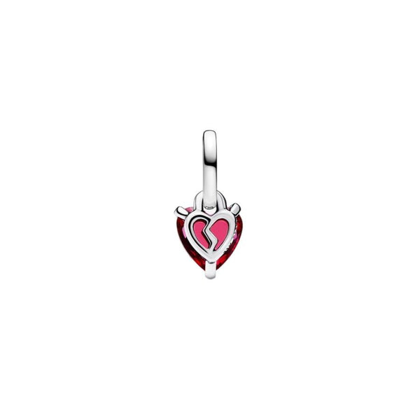 Mini-Charm-Anhänger Gebrochenes Herz Rot Sterling-Silber