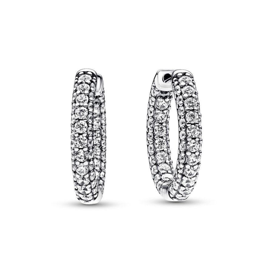 Ohrringe Creolen Timeless Einreihige Pavé Zirkonia Silber