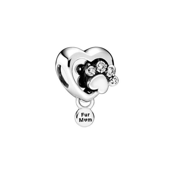 Charm Funkelndes Hundepfote & Herz Charm Sterling-Silber