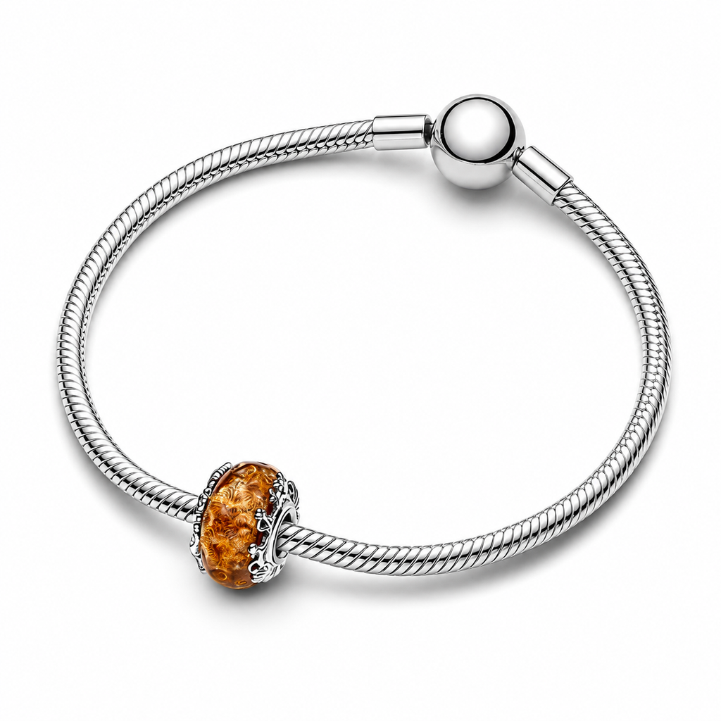 Charm König der Löwen Murano Orange Silber