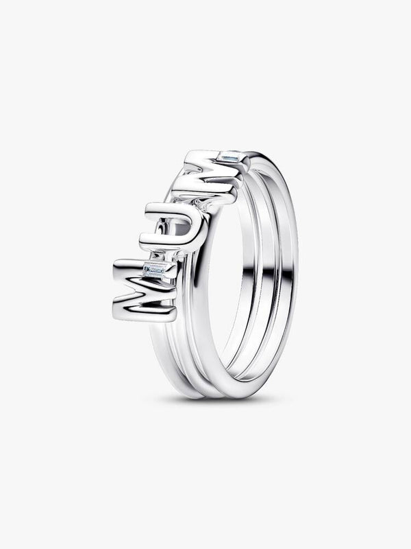 MUM Buchstaben Teilbarer Ring Sterling-Silber