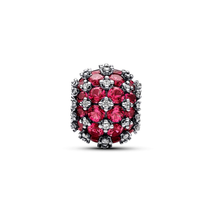 Charm Funkelndes Rosafarbenes Rundes Pavé Sterlingsilber