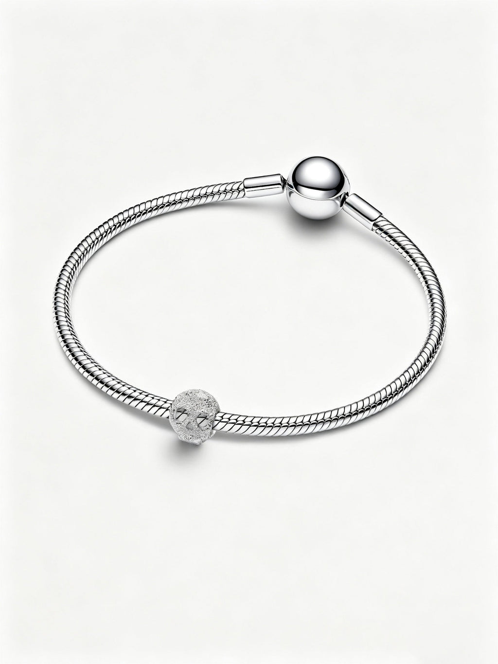 Strukturierter Totenkopf Mini-Charm Sterling-Silber