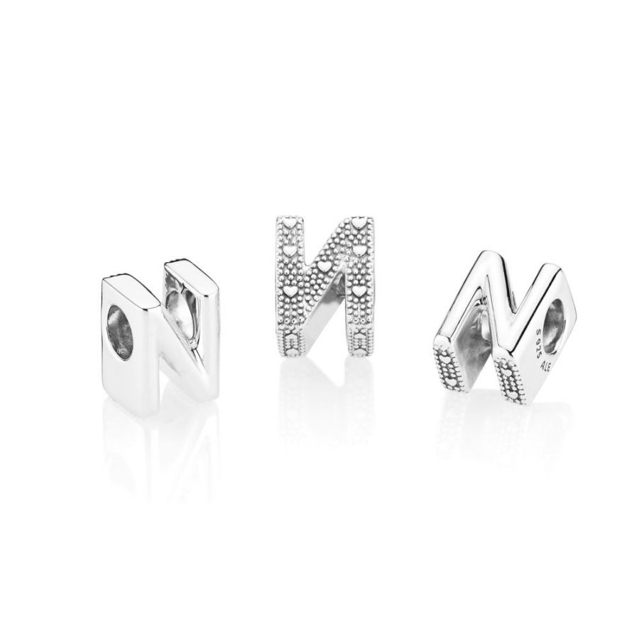 Charm Buchstabe Letter N Silber