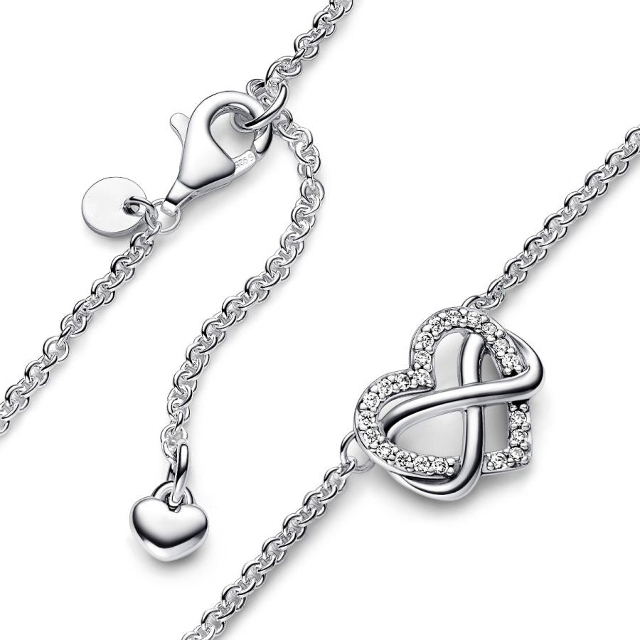 392666C01 Collier-Halskette Funkelnde Unendlichkeits-Herz Silber