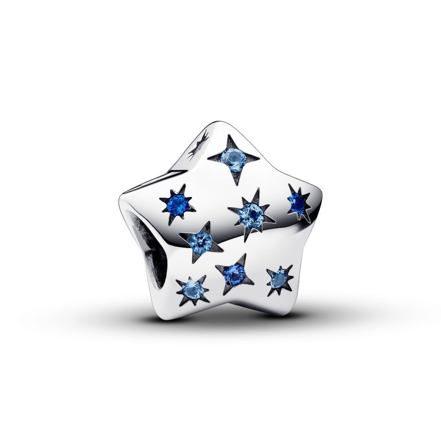 Charm Auffälliges Funkelndes Stern Blau Silber