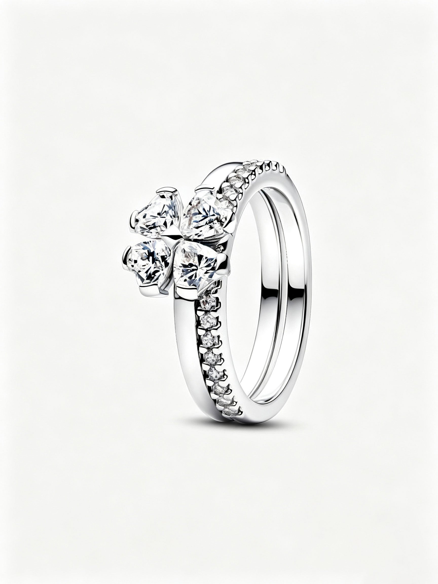 Funkelndes Glückskleeblatt Teilbarer Ring Sterling-Silber Hauptbild