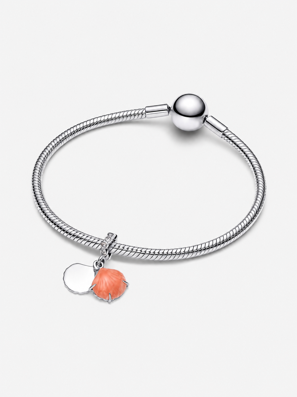 Korallenrote Muschel Doppelter Charm-Anhänger Sterling-Silber