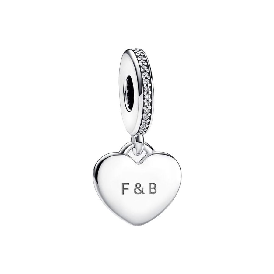 Charm-Anhänger Gravierbar Herz Sterling-Silber