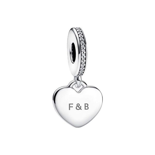 Charm-Anhänger Gravierbar Herz Sterling-Silber