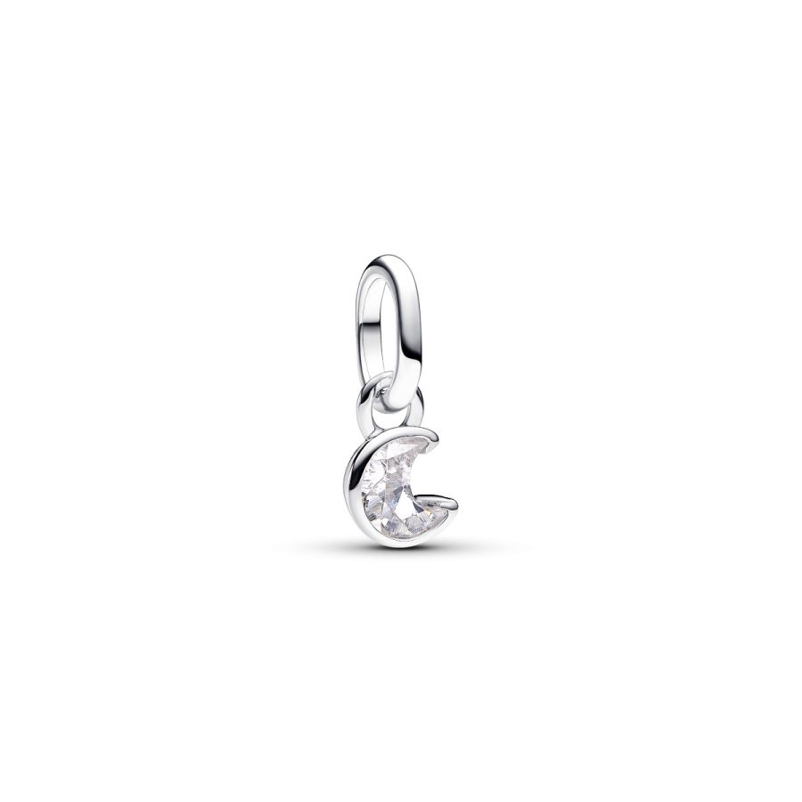 Mini-Charm-Anhänger Funkelnder Mond Silber