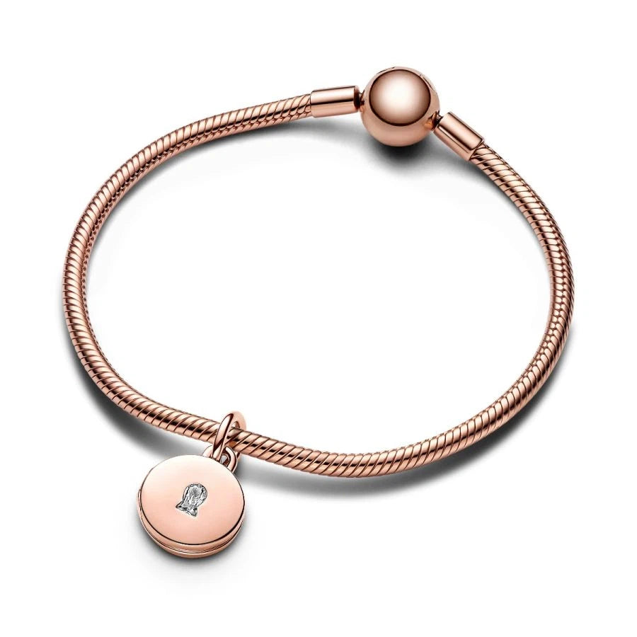 Charm-Anhänger Aufklappbar & Gravierbar Liebesmedaillon Rosé