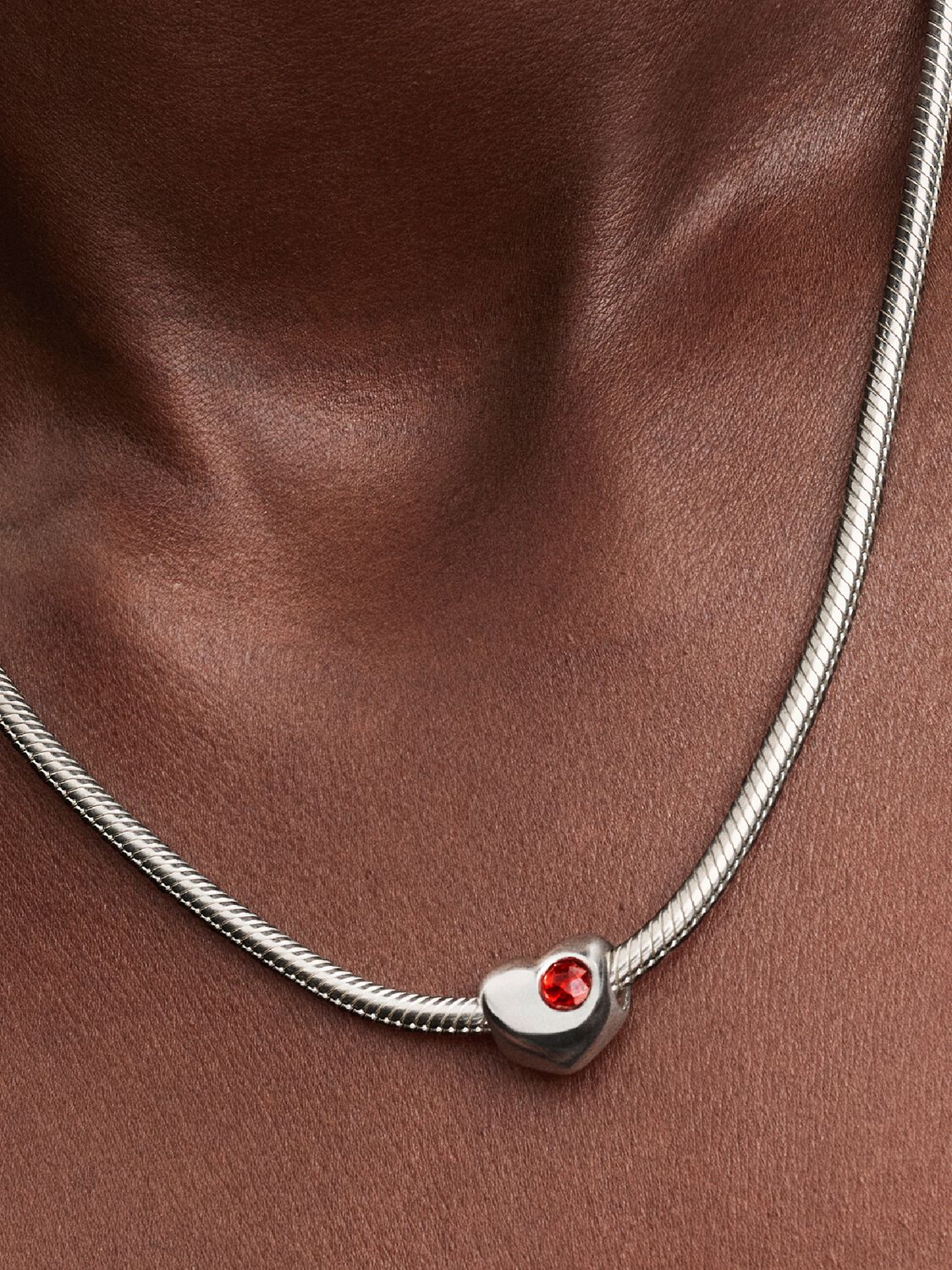 Gravierbares Roter Stein Herz-Charm Sterling-Silber