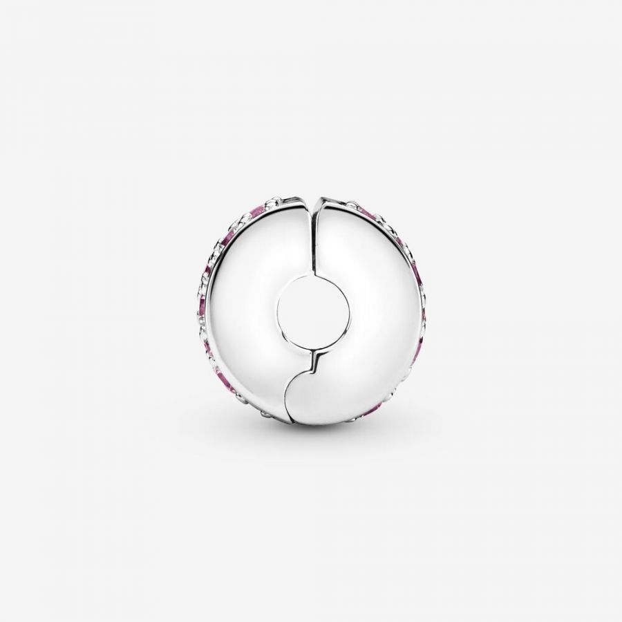 Charm Clip Rosafarbener Pavé-Glanz