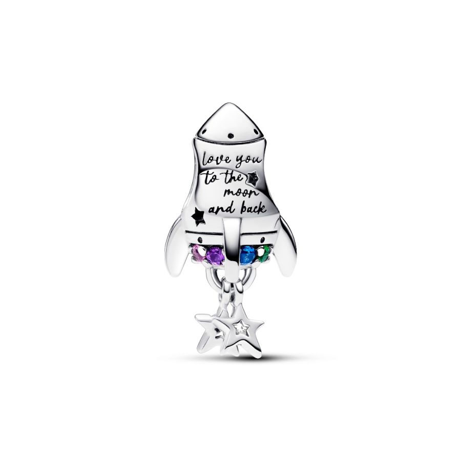 Charm Weltraumliebe Rakete Kristalle Sterling-Silber