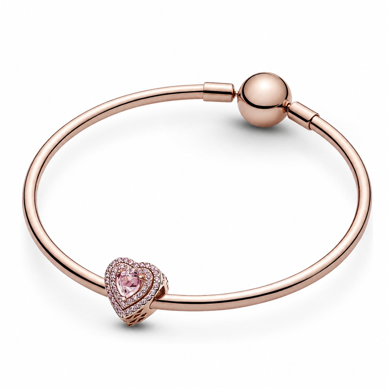 Charm Funkelndes Mehrstufiges Herz 14k Rosé Vergoldet