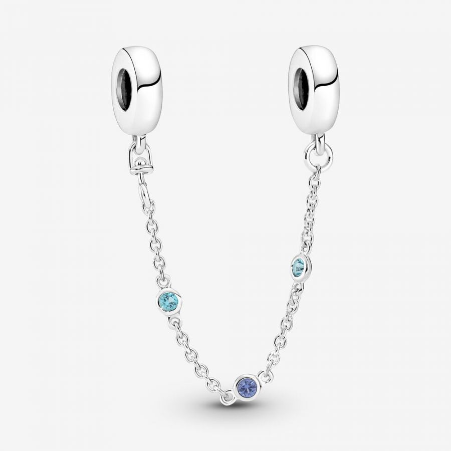 Komfortkette Drei Blaue Steine Sterling-Silber 5 cm