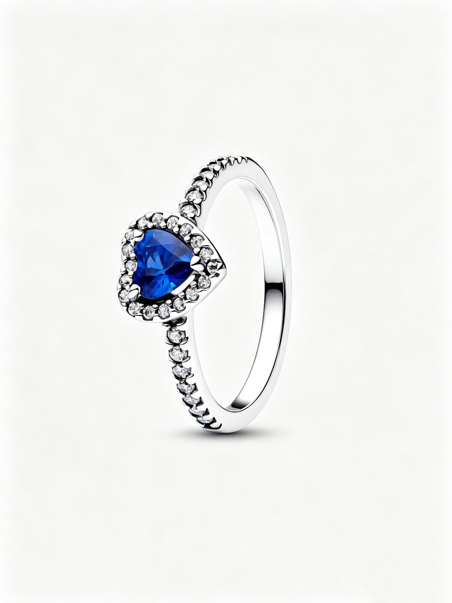 Erhabenes Prinzessinnenblaues Herz Ring Sterling-Silber Hauptbild