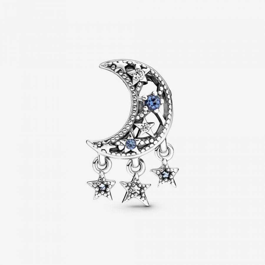 Charm Stern & Mondsichel Zirkonia Sterling-Silber