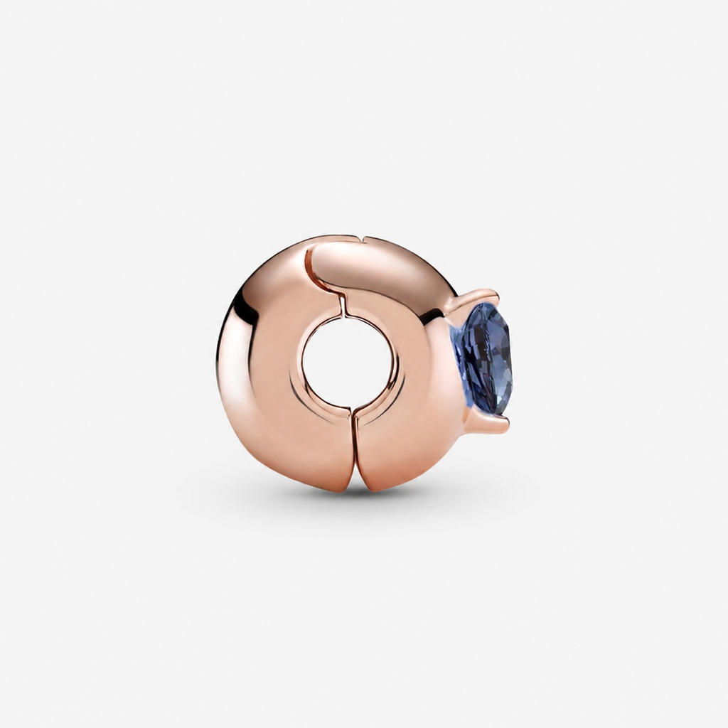 Rose  Clip Charm Blaues Herz Solitär