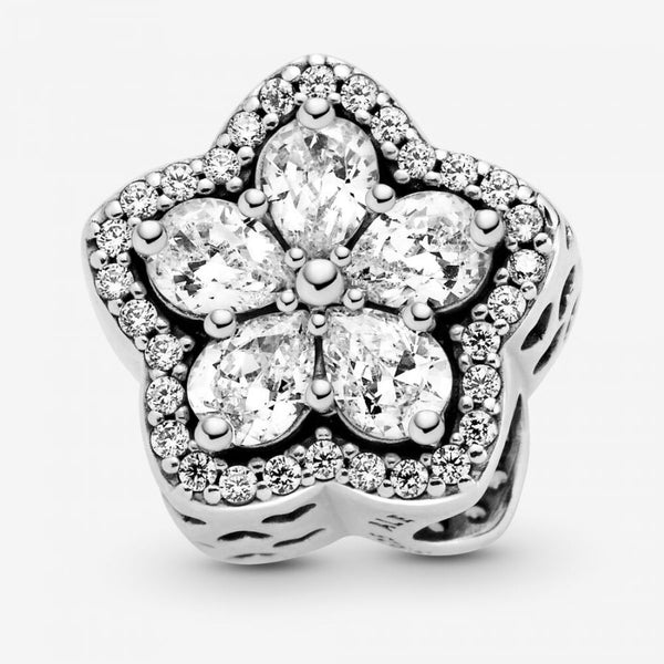 Pavé-Charm Funkelnde Schneeflocke Silber