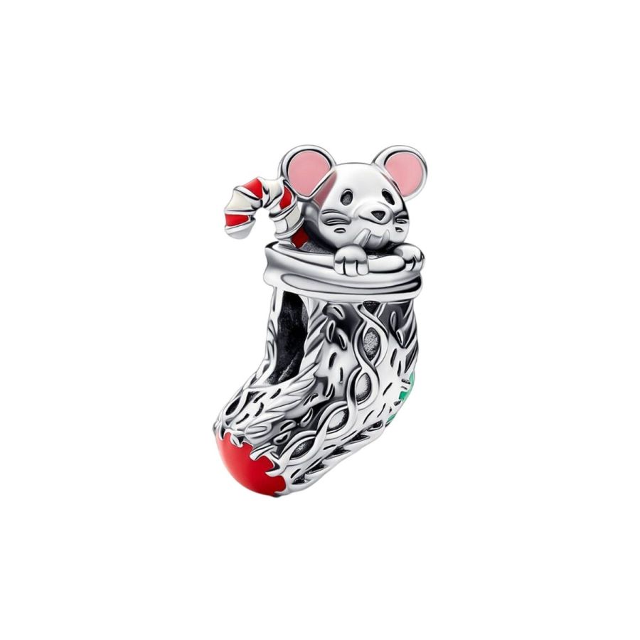 Charm Festliches Maus Weihnachtsstrumpf Silber