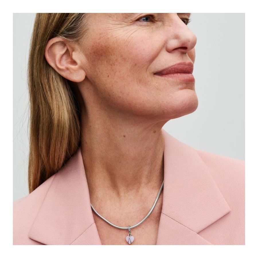 Charm-Anhänger Mum Schillerndes Herz Opal Silber