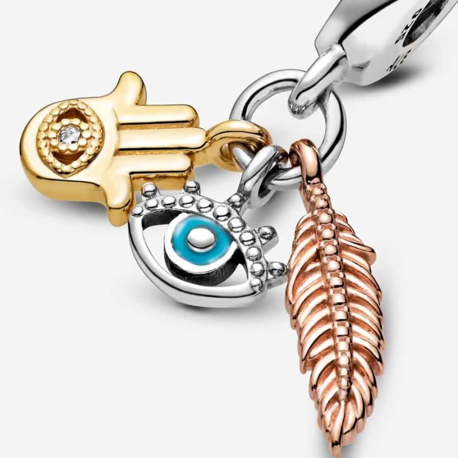 Rose  Charm-Anhänger Hand der Fatima Auge der Vorsehung
