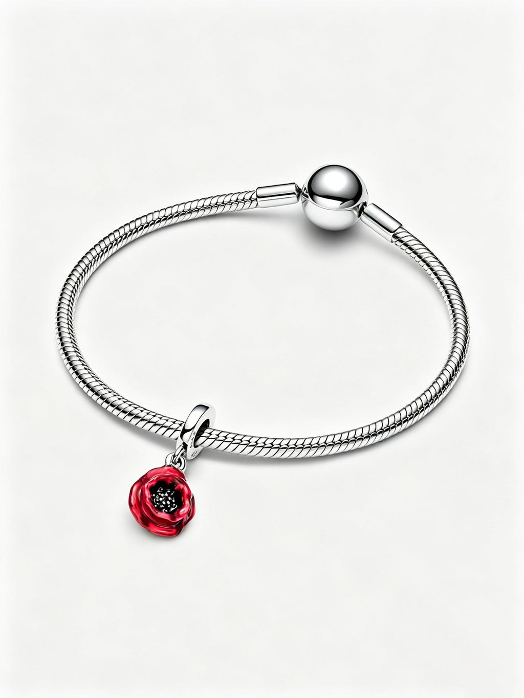 Roter Blume Charm-Anhänger Sterling-Silber