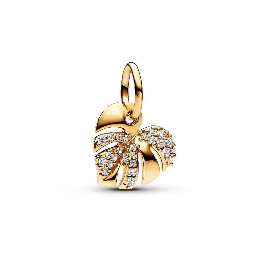 Charm-Anhänger Monstera Blatt Zirkonia Vergoldet