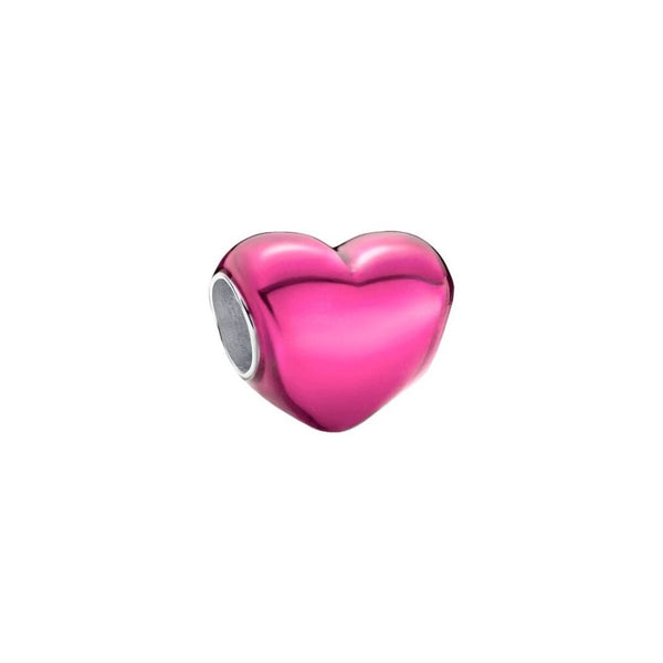 Charm Rosa Metallic-Herz Sterling-Silber