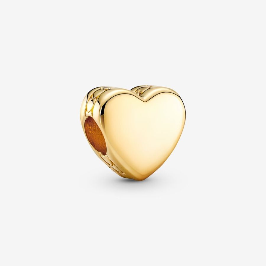 Charm Glattes Herz Gravierbar 14k Vergoldet