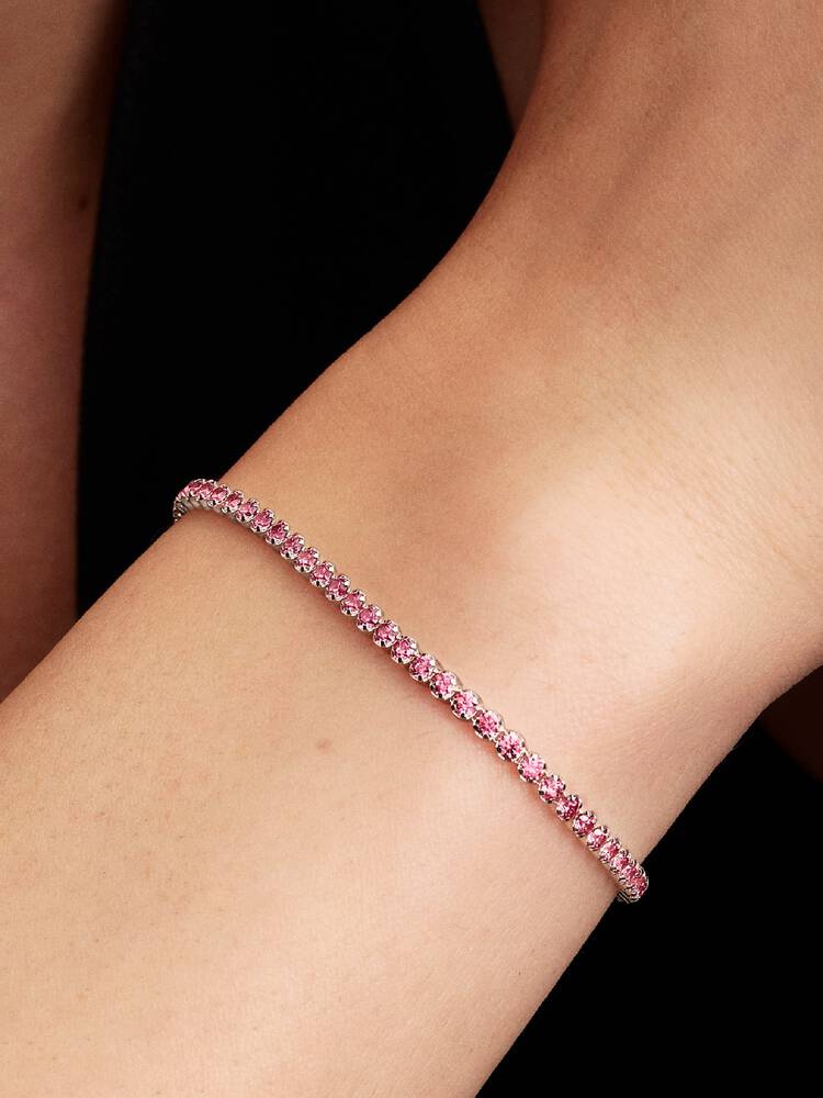 Rosafarbenes Kleines Tennisarmband Sterling-Silber
