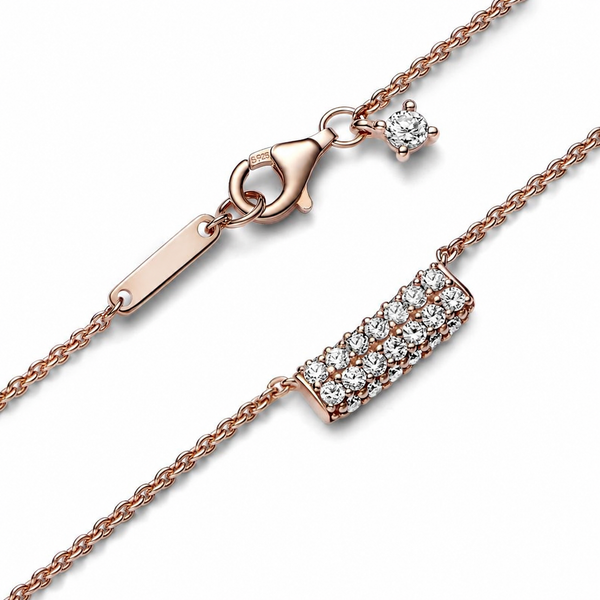 382621C01 Collier-Halskette Doppelreihige Pavé-Stab Rosé Vergoldet