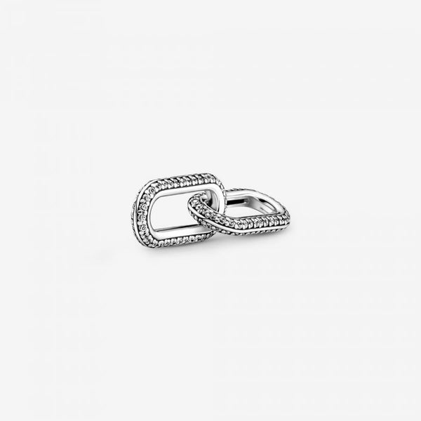 Doppel-Link Charm Styling Pavé Sterling-Silber